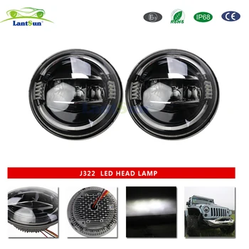 

J322 headlight LED light lamp 7inch high/low beam IP68 6500K High quality 100w DRL For jee p for wra ngler 2007-2017 round 7"