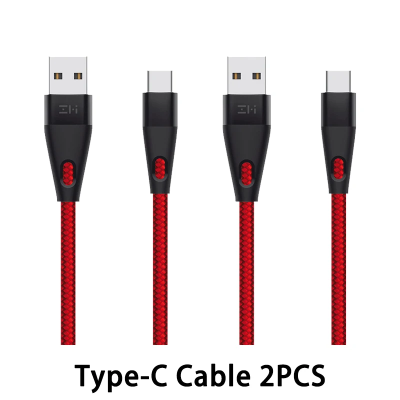 ZMI MFi сертифицированный кабель освещения AL706 usb type C Быстрая зарядка Премиум нейлон PP плетеный рукав кабель для iphone - Цвет: Red Type C 2PCS