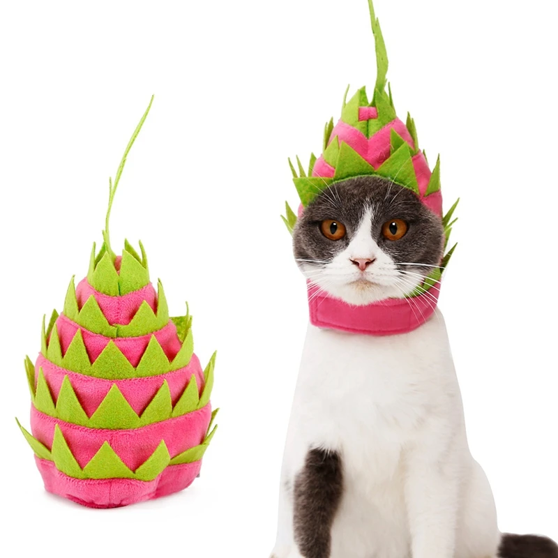 

Dragon Fruit Shape Pet Headgear Cat Puppy Dog Fruit Dress Hat Party Clothing Dog Accessories For Small Dogs Birthday Cap Costume