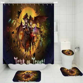 

3D Halloween Series Shower Curtain Set Kids Gifts Microfiber Waterproof Shower Curtain Set High Quality Bathroom Supplies