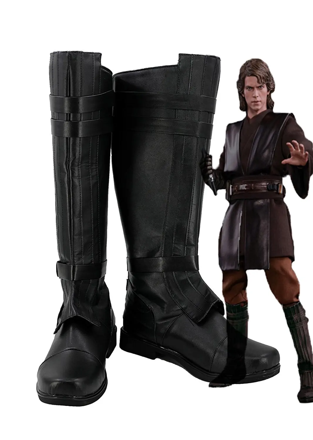 

Обувь для косплея Anakin Skywalker, черные ботинки, изготовленные на заказ, можно изготовить любой размер