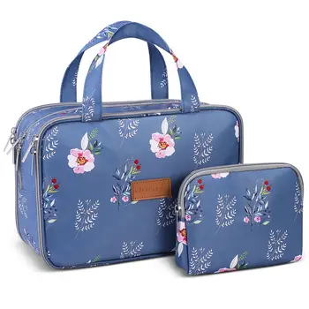 

2pcs Makeup Bags Travel Cosmetic Bags Multifunctional Wet And Dry Separation Makeup Organizer For Women Girls (1 Large 1 Small)