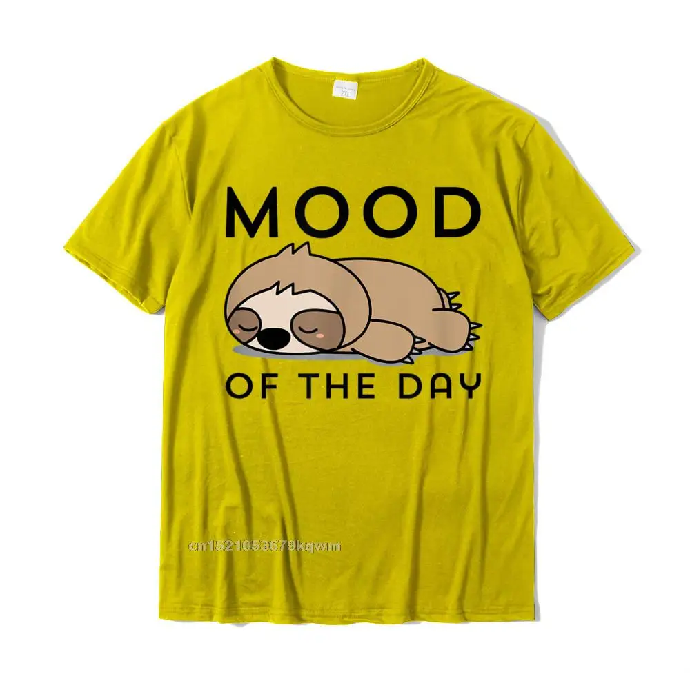 comfortable Cotton Tops Shirt for Boys Party Top T-shirts Printed On Rife Crewneck T Shirts Short Sleeve Top Quality Fun Cute Funny Sloth Mood Design T-Shirt__4468 yellow