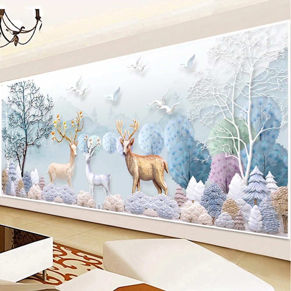 

Handmade Cross Stitch Deer Home Decoration, Large Landscape, European Style, Handmade, Cross Stitch, Living Room, Bedroom, 2024