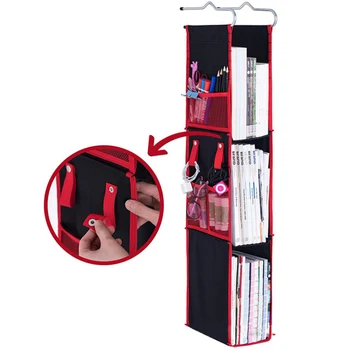 

Multifunctional Foldable Book Organizer Storage Hanging Bag Non-woven 3-layers Home Office Hanging Locker Desktop Storage Shelf