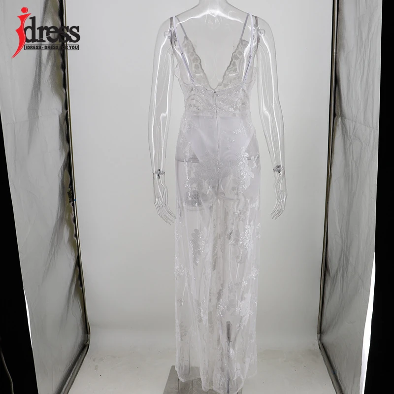IDress Sequin Summer Long Dress Party Robe De Soiree Spaghetti Strap V Neck Sleeveless Bodycon Night Long Evening Party Dresses (4)
