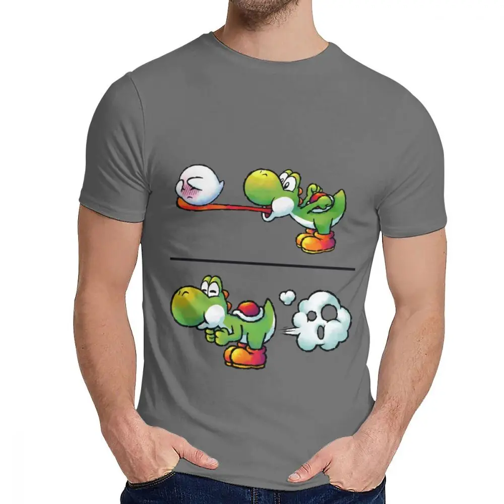 Для мужчин футболка nintendo Yoshi серии Farting Yoshi хороший хлопок Классический круглый вырез ретро короткий рукав - Цвет: Темно-серый
