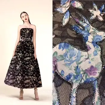 

Modern design French net lace with horse African tulle net lace mul ti color embroidery tulle lace fabric for party dress