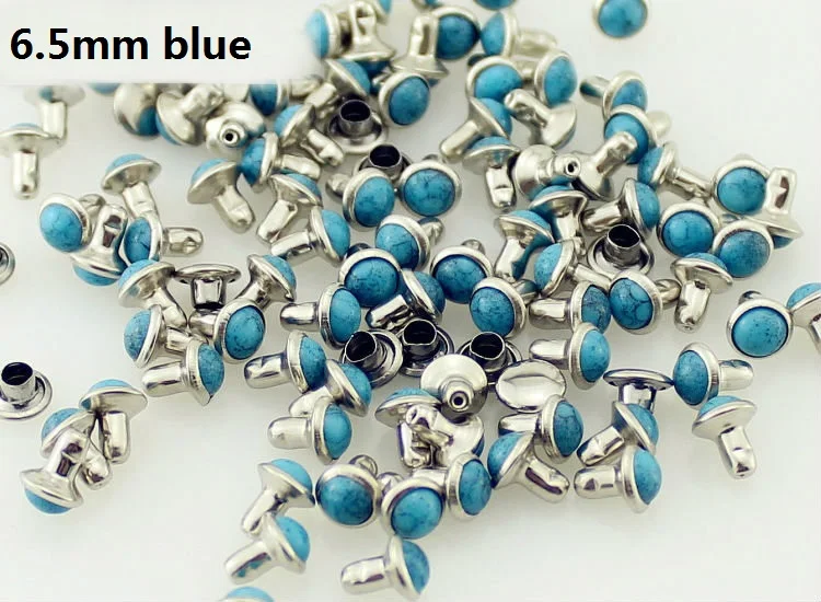 100sets/lot acryl turquoise and brass rivets for leather studs and spikes diy 