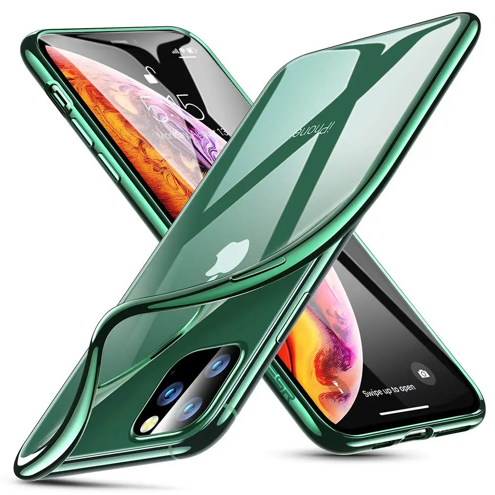 Чехол для Apple iPhone 11 Pro, тонкий прозрачный мягкий ТПУ, гибкий силиконовый чехол для iPhone 11 Pro 5,8 дюйма(), темно-зеленая рамка