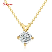 

Smyoue New Real D Color 1 Carat Moissanite Diamond Pendant For Women White Gold 925 Sterling Silver Four Prongs Necklace Jewelry