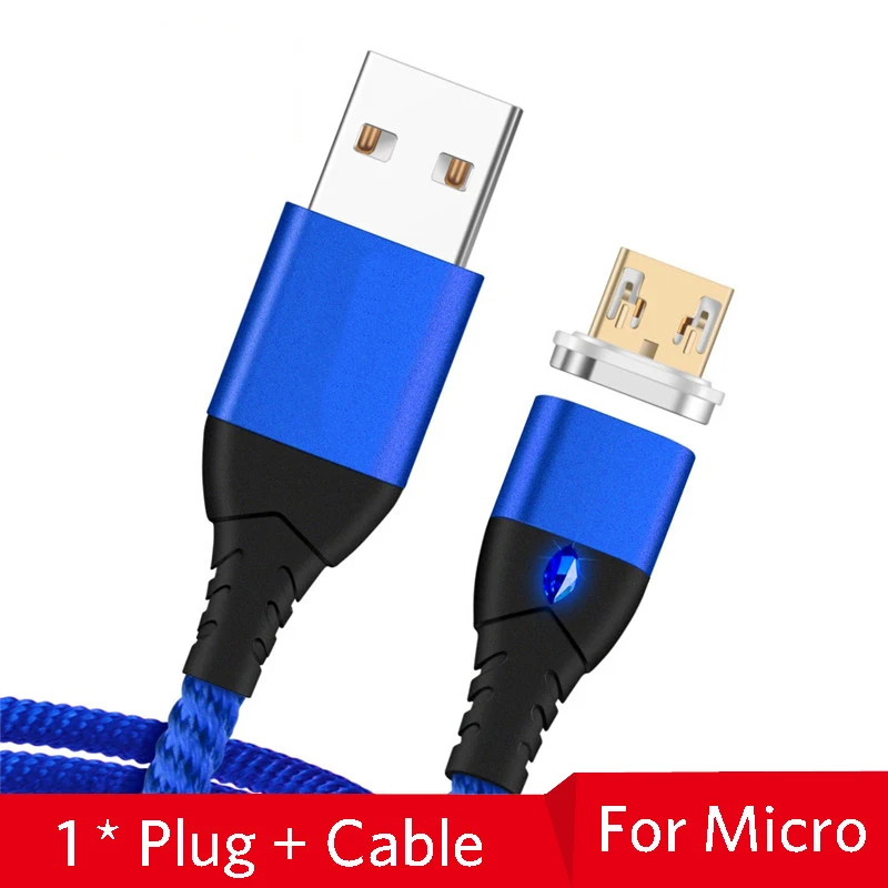 Blue Micro Cable Магнитный Micro usb type-C кабель для Xiaomi Redmi Note 7 USB C кабель для iPhone 11X7 8 samsung Быстрая зарядка мобильного телефона зарядное устройство - Цвет: Blue Micro Cable