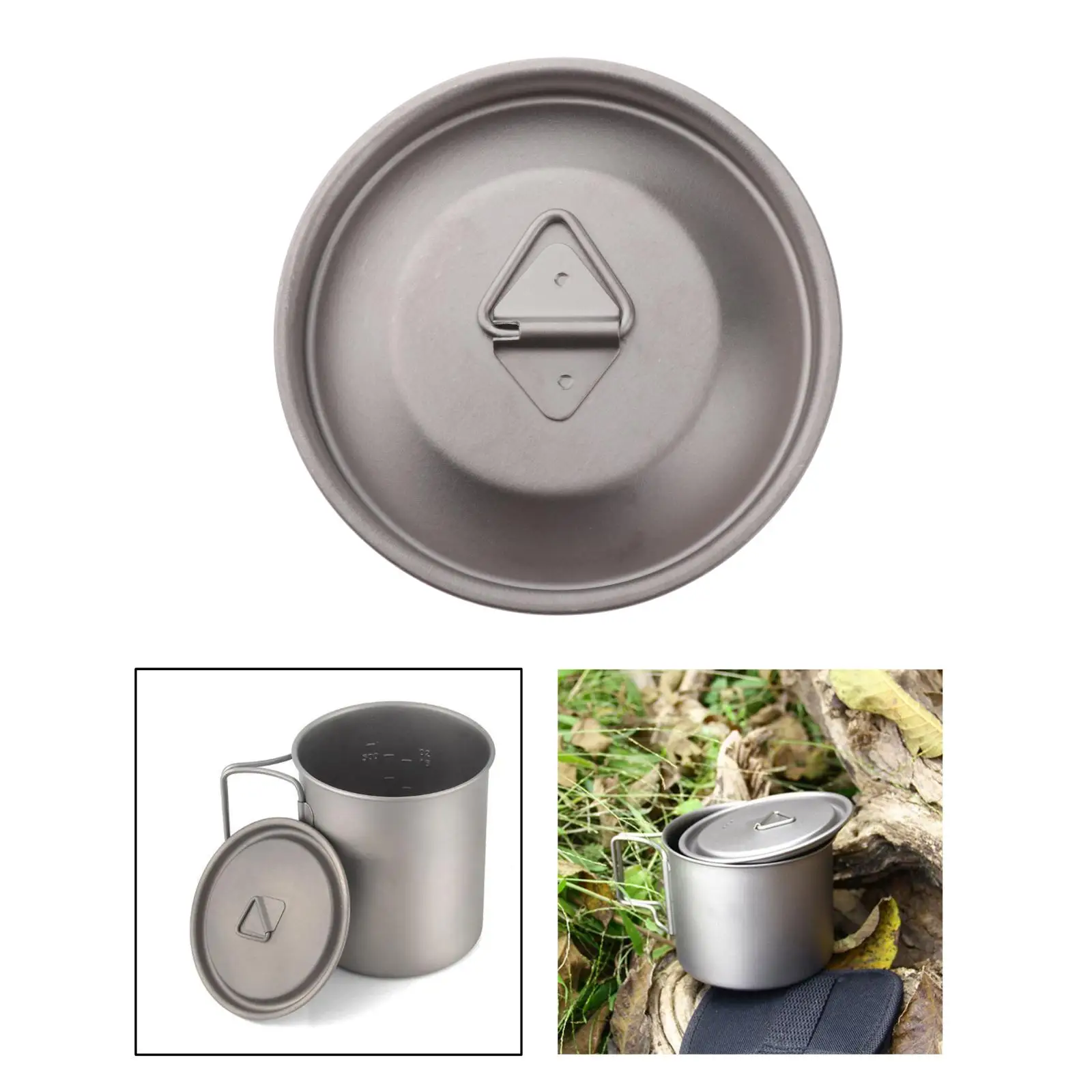 Portable Titanium Alloy Mug Lid Leakproof Water Cup Cover with Handle 85mm, for Outdoor Camping Hiking Fishing 2