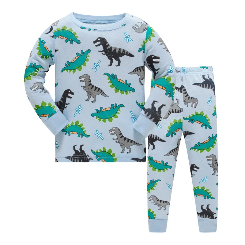 Spring Baby Boys Sleepwear Pajamas Sets Cotton Dinosaur Printed Long T-shirt+Pants Kids Children's Clothing