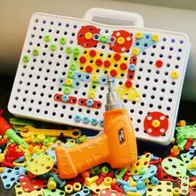 Детские развивающие игрушки для развития мозга, строительные блоки, набор игр с игрушкой, дрель и набор инструментов-Развивайте мелкую моторику