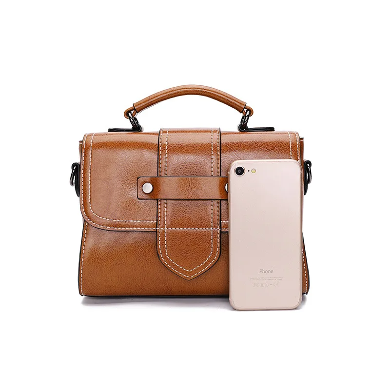 

Spring Small Bag Women's 2019 New Style Crossbody Bag Retro Oil Wax WOMEN'S Cow Leather Bag Versatile Handbag 0140