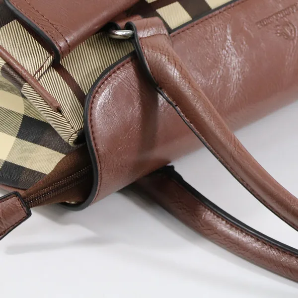 Женская кожаная сумка \ сумочка модная Ретро дизайнерская сумка с двойным карманом новая женская сумка через плечо OL Сумка-тоут~ Гарантированное качество - Цвет: brown grid