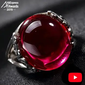 

S925 Fine Antique shop Ring 925 Sterling Silver Women Handmade Vintage Natural I love mom ruby red jasper