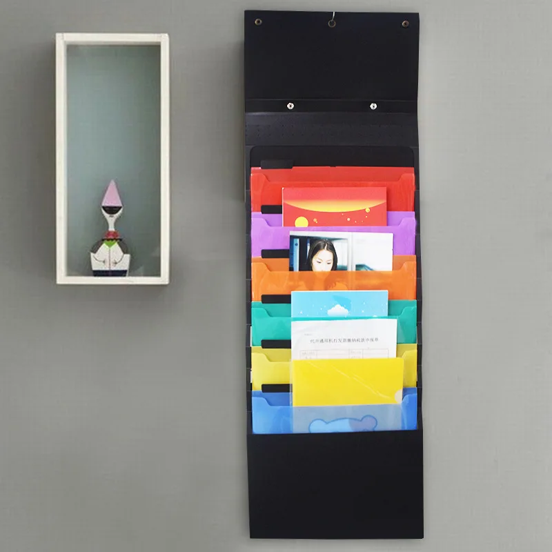 Hanging Organizer Wall Pocket Expanding File Folder Portable Document A4 Size Letter Holder New - Цвет: Black