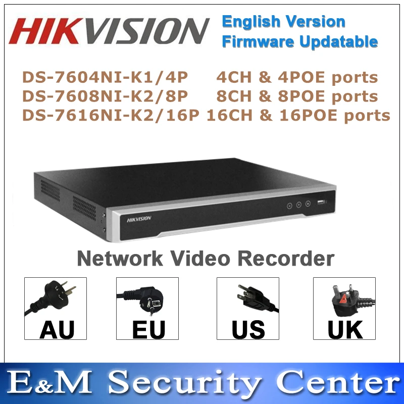 Оригинальный Сетевой видеорегистратор hikvision на английском языке, NVR, 4 P, DS 7604NI K1, 8 P, DS 7608NI K2, 16 P, 4 K, POE|nvr poe|nvr 16chnvr 4 | АлиЭкспресс