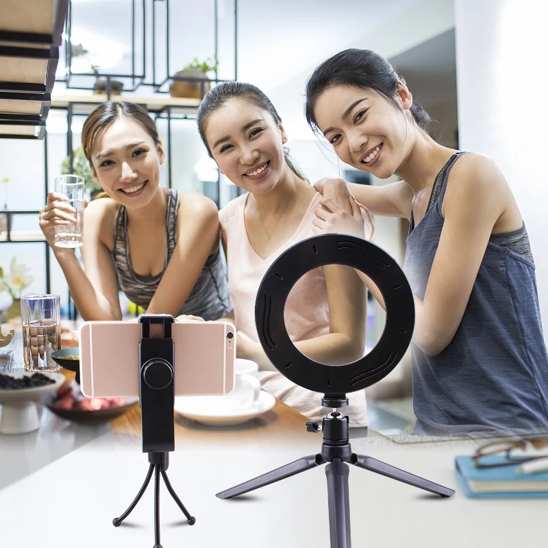 Selfie Ring Light with Tripod Stand and Cell Phone Holder with 3 Light Mode and Adjustment Level Brightness for Live Stream Make