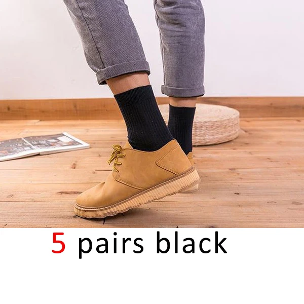VERIDICAL, хорошее качество, 5 пар/лот, мужские носки, хлопковые, длинные, бизнес, harajuku, для диабетиков, пушистые носки, meias masculino calcetines meia - Цвет: Черный