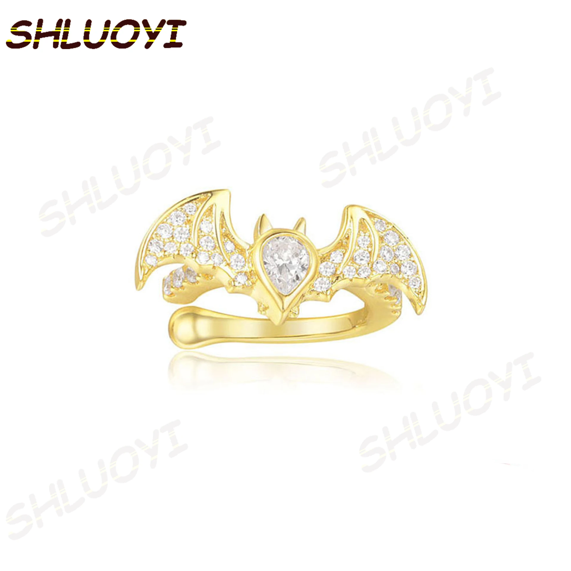 

SHLUOYI Fashion Charm Sterling Silver Original 1:1 Copy,Yellow Silver Flying Bat Clip Earring Luxury Jewelry Gift For Female