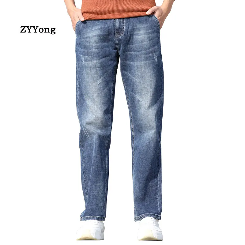 

Summer Thin Section Men Retro Large Size Baggy Jeans Washed Denim Trousers Male Hiphop Skateboarder Jeans Blue Wide Leg Pants