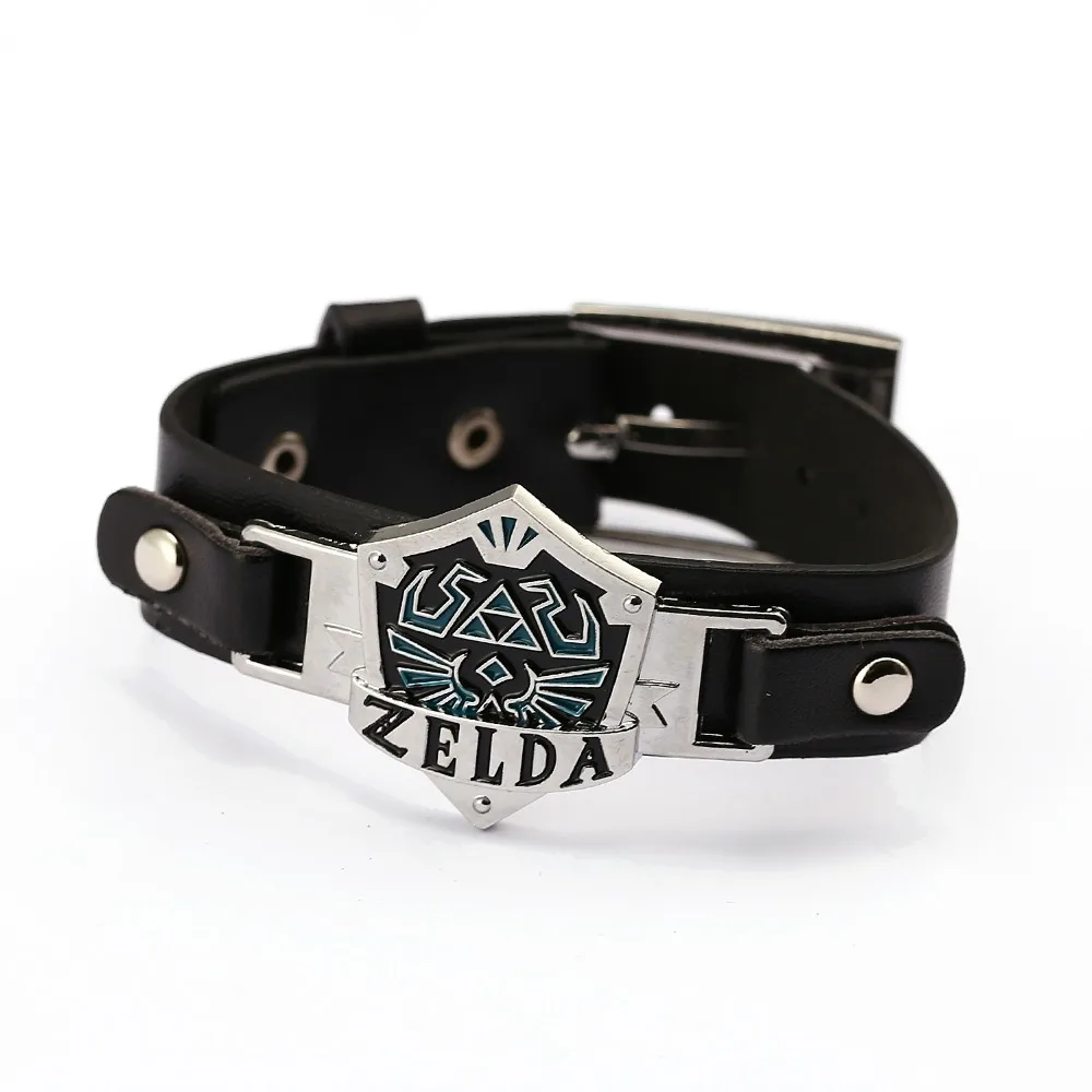 

10pcs/lot Game The Legend of Zelda Leather Bracelet Hylian Shield Charm Bracelets Cosplay Punk Bangle Men Women Jewelry