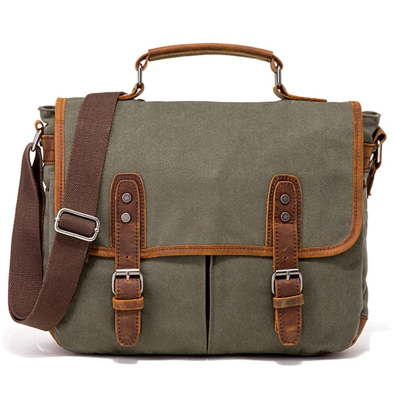 Army Green JHD-винтажная Холщовая Сумка портфель Европа и Америка сумка через плечо - Цвет: Army Green