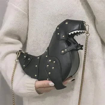

Bag Woman 2019 Personality Originality Rivet Dinosaur Package Chain Single Shoulder Messenger Packet Crossbody For Women Sac