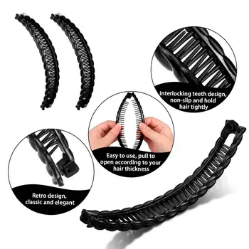 

8pcs/Set Banana Shape Ponytail Holder Hair Clips For Women Girls Banana Clips Comb Set Hair Styling Accessories