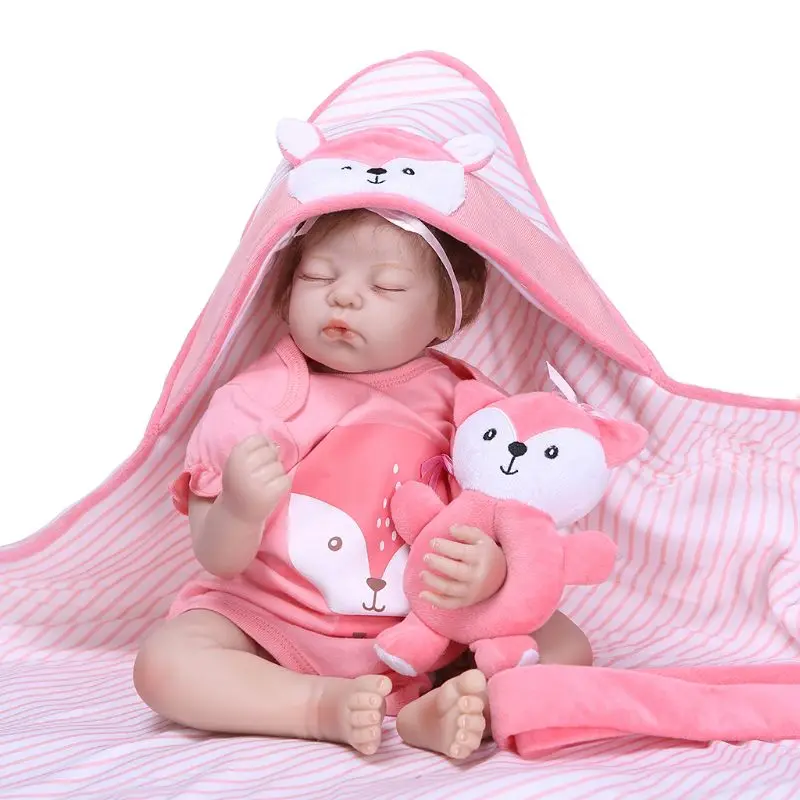 

20 Inch Reborn Doll Realistic Silicone Vinyl Newborn Baby Fox Toy Girl Princess Clothes Lifelike Handmade Gifts Y4QA