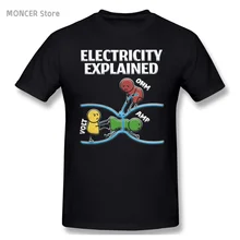 

Men's Funny Electrician Electricity Explained T Shirts Ohm's Law Pure Cotton Clothing Novelty Short Sleeve Tees Printed T-Shirt