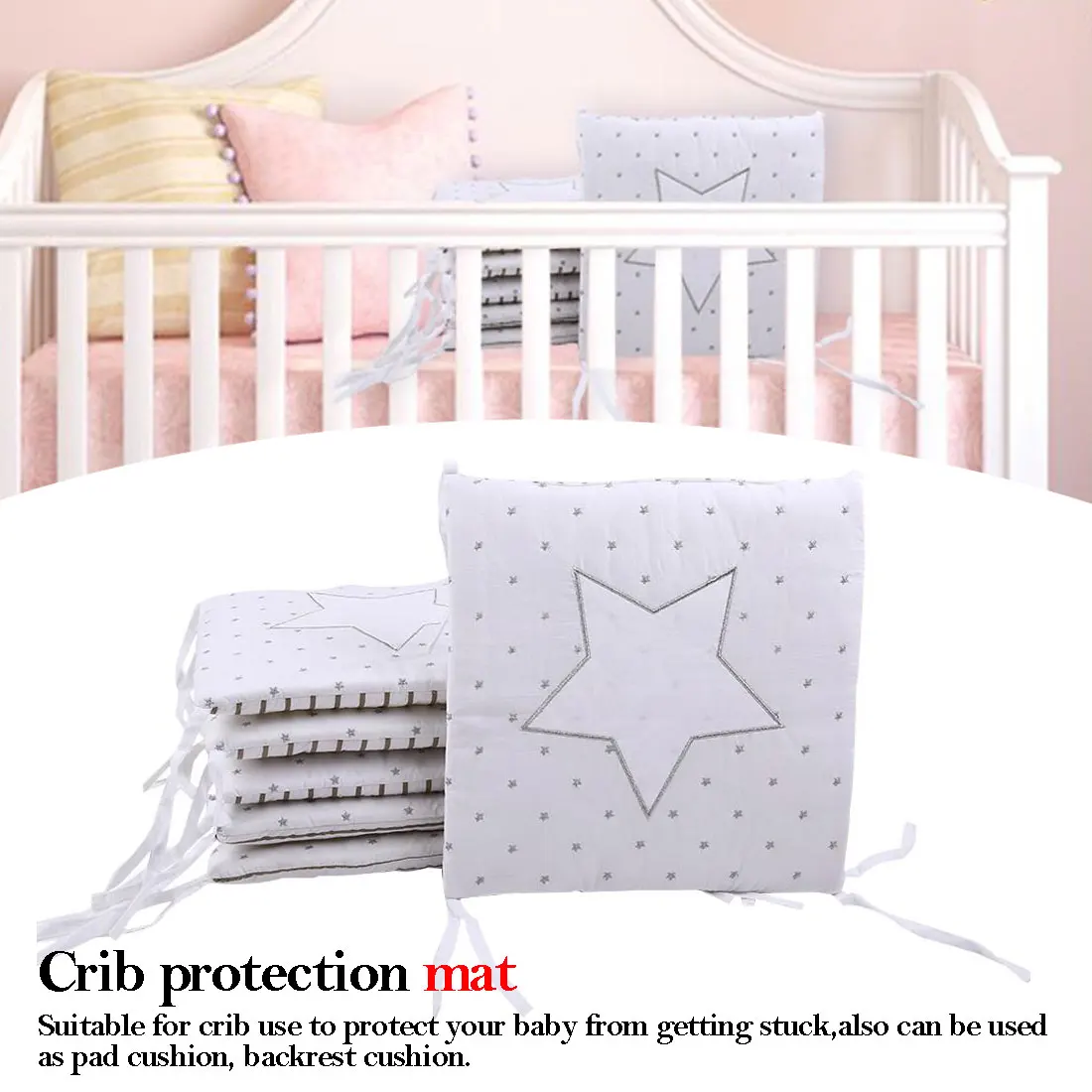 

6Pcs/Lot Baby Cot Bumper Bed Yurt Rail Protector Crib Padding Bumper Pads Nursing Pillow Baby Room Decor Cot Bumper Baby Bedding