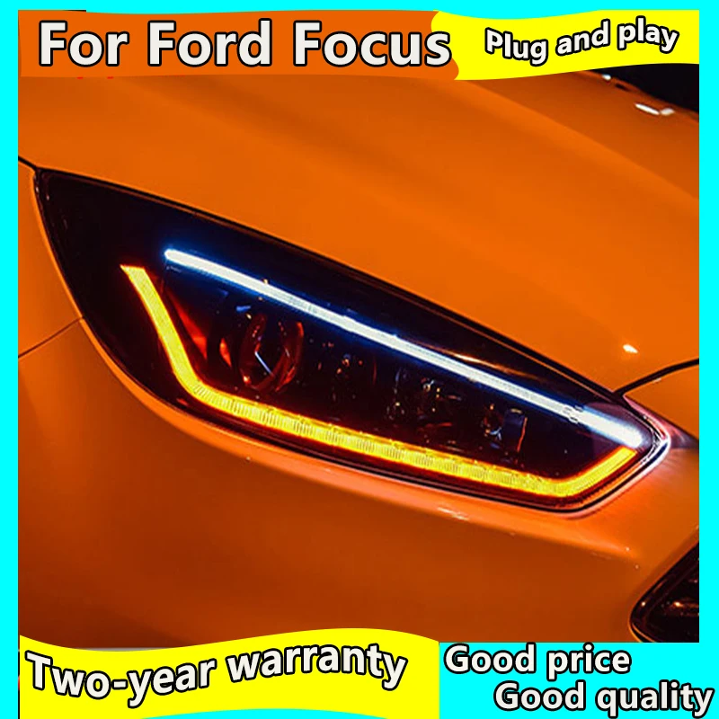 Набор для автостайлинга для Ford Focus фары- фокус фары, светодиодные фары DRL Объектив двойной луч HID
