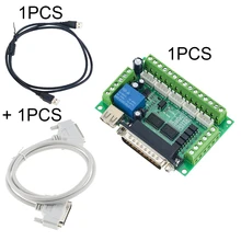 Carte de commande pour pilote pas à pas MACH3, avec câble USB + câble LPT, adaptateur d'interface 5 axes CNC, 1 pièce/ensemble