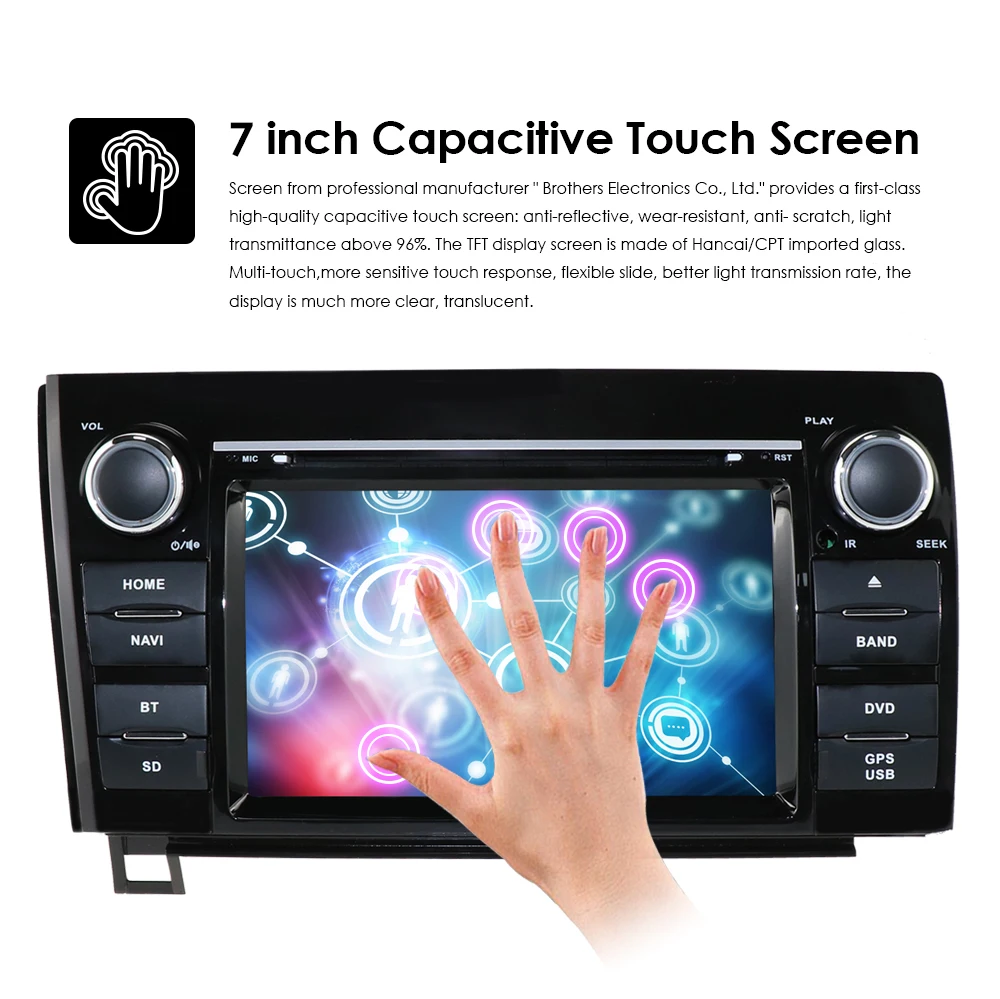 Best 2 din Touch Screen Car Radio Stereo for Toyota Tundra Sequoia 7 Inch 800*480 HD Radio RDS AM/FM 3G SWC IPOD CANBUS SD USB BT MAP 10
