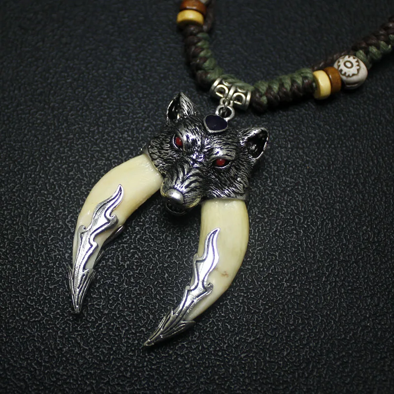 Wolf Tooth Necklace Power Man Choker Jungle wild Accessories Black Teeth Pendant Fashion Wolverine fang tooth necklace