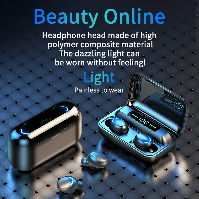 NBX TWS Bluetooth 5 0 Earphones 2200mAh Charging Box Wireless Headphone 9D Sports Waterproof Earbuds Headsets With Microphone