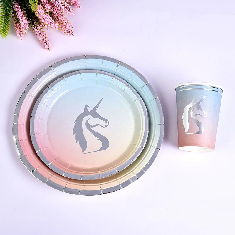 

Birthday Decoration Unicorn Paper Plate Cup Straw Kids Birthday Party Wedding Disposable Tableware Decorations Supplie