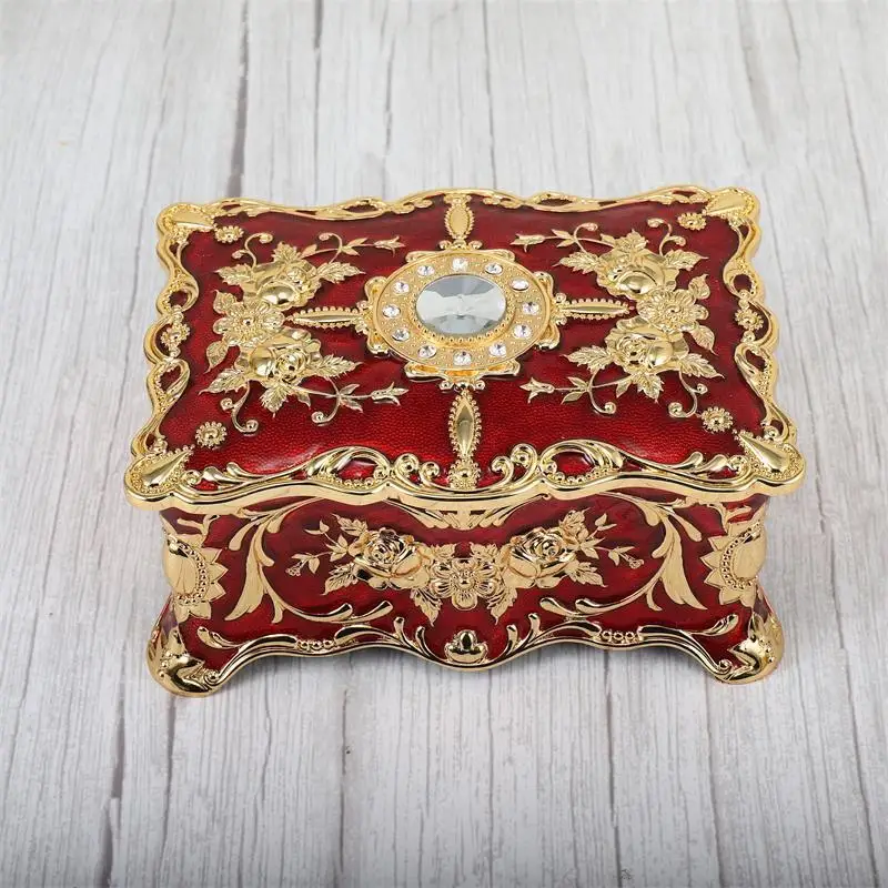 

Ящики и корзины для хранения и организации дома, металлическая Европейская винтажная Роскошная шкатулка для ювелирных изделий, подарочная коробка