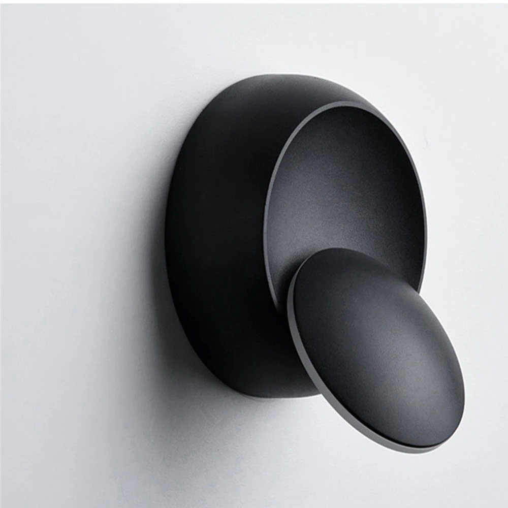 LED Wall Lamp 360 Degree Rotation Adjustable Bedside Lights White Black Creative Wall Lamp Modern Aisle Round Lamp Decora Lights 6