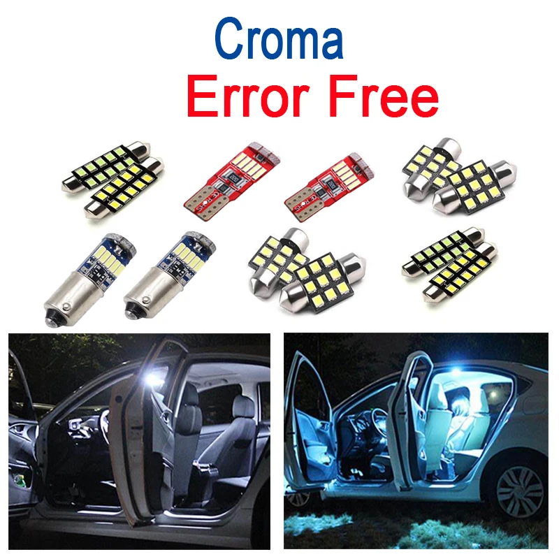 

11pcs 100% Error Free Auto LED bulbs For 2005-2011 Fiat Croma 194 interior LED dome lamp map reading trunk light kit