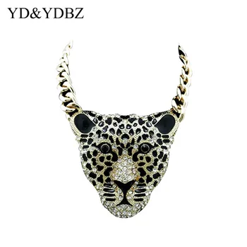 

Hip Hop Leopard Head Pendant Necklace Street Fashion Punk Style Jewelry Art Party Rave Accessory Animal Art Gold Chain Vintage A