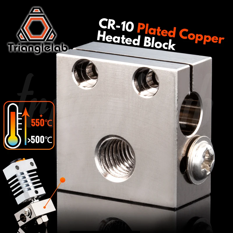trianglelab Swiss CR10 Plated Copper Heat Block For CR10 Hotend cr-10 Hotend for mk8 nozzle DDB Extruder ender3 cr-10s
