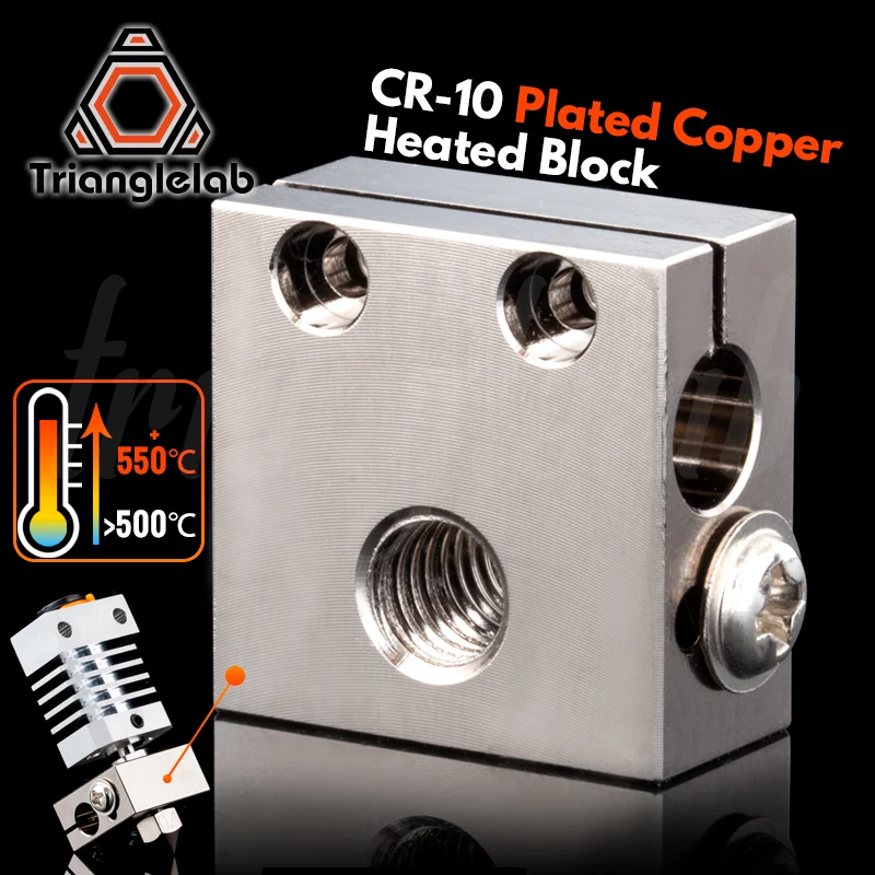 Trianglelab Swiss CR10 позолоченный медный тепловой блок для Hotend cr 10 mk8 сопла BMG экструдер