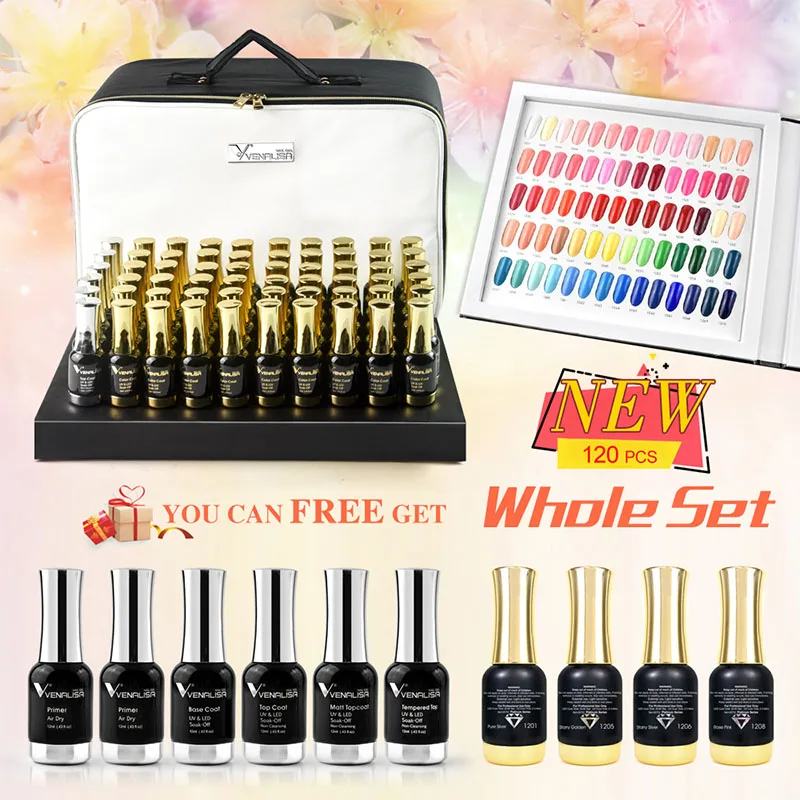 

120pcs*12ml VENALISA Gel Varnish Lacquer Color Palette for Nail Salon Shining Glitter Starry High Quality UV LED Gel Nail Polish