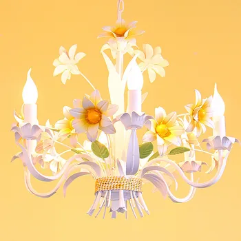 

European Style Living Room Garden Style Restaurant Candle Iron Flower Romantic Children Room Pendant Light hanglamp
