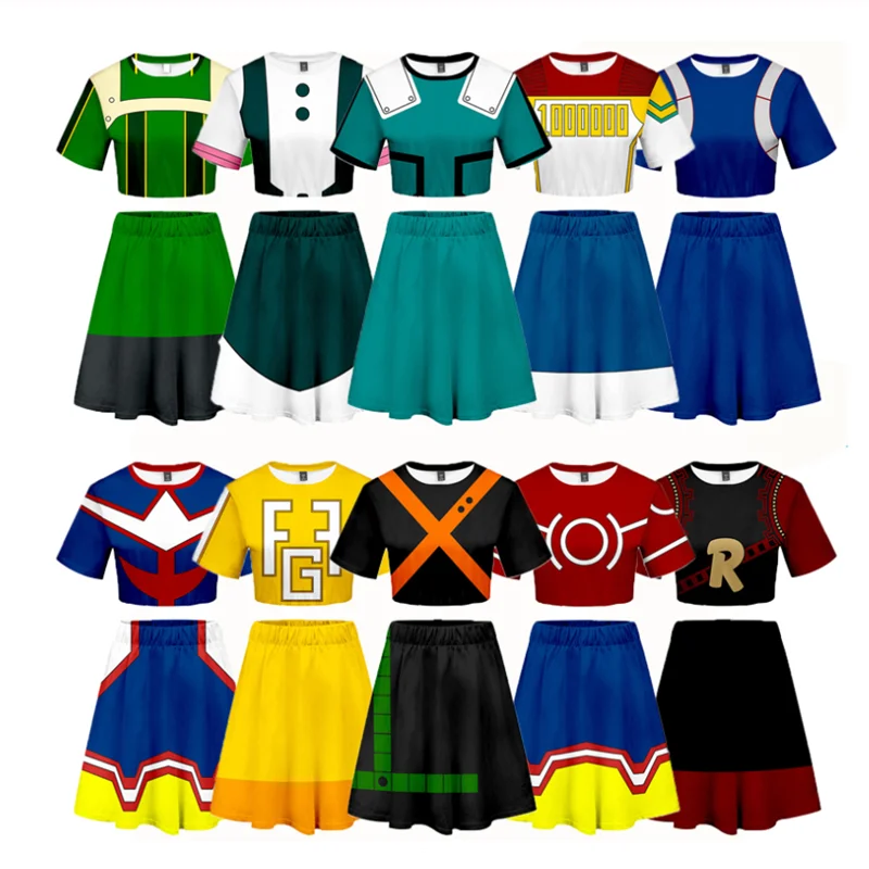Boku No Hero Academia My Cosplay Costume OCHACO URARAKA Todoroki Shoto Bakugou Katsuki All Might Dress Top Skirt |